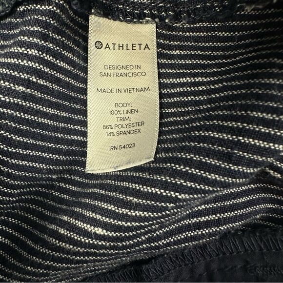 ATHLETA Bali Linen Lightweight Pinstripe Wide Legged Ankle Pants sz 4 Petite - Picture 6 of 7